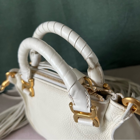 PERFECT FOR RODEO 🤠 Chloe Ivory Leather Fringe Mini Marcie Bag - Special Edition - Picture 11 of 16